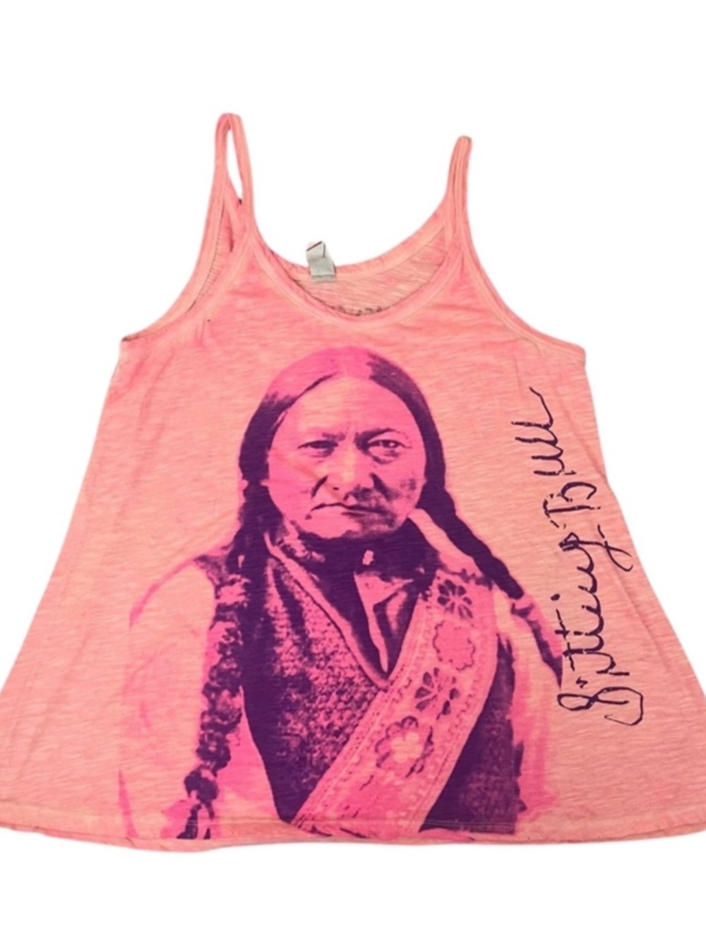 Magnolia Pearl Pink Tank with Purple Portrait of Sitting Bull